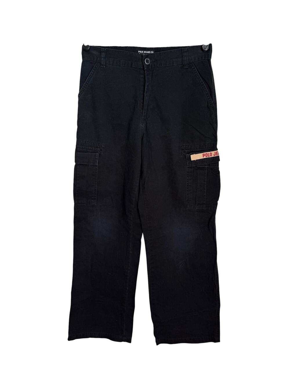 Vintage Polo Jeans Co Ralph Lauren Black Cargo Pants Women’s Sz 14 (Fits 6) Y2K